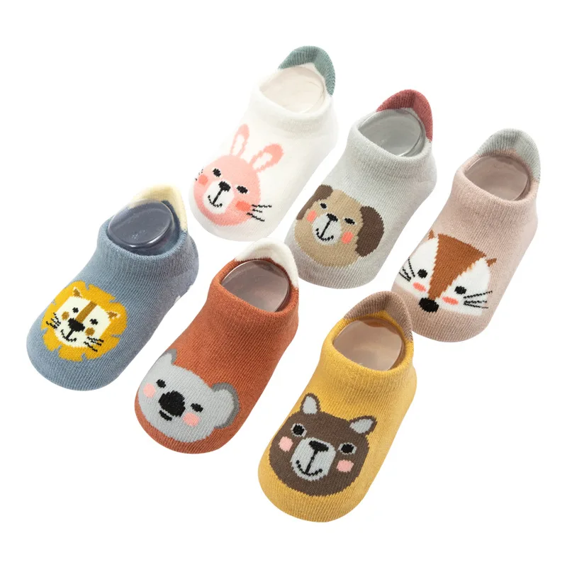 Soft Rubber Sole Dispensing Glue Non-slip Baby Floor Socks Cotton Cartoon Print Newborn Socks for Boy Girl Indoor Baby Boat Sock new baby socks with rubber soles infant sock newborn autumn winter children floor socks shoes anti slip soft sole sock