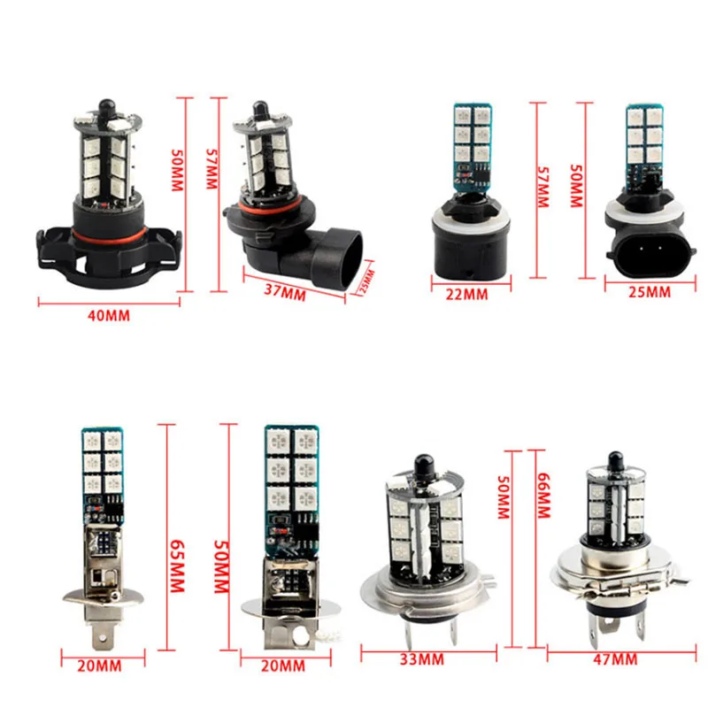 2 шт. Автомобильные светодиодные лампы H4 H7 5050 27smd H1 H11|Автомобильная
