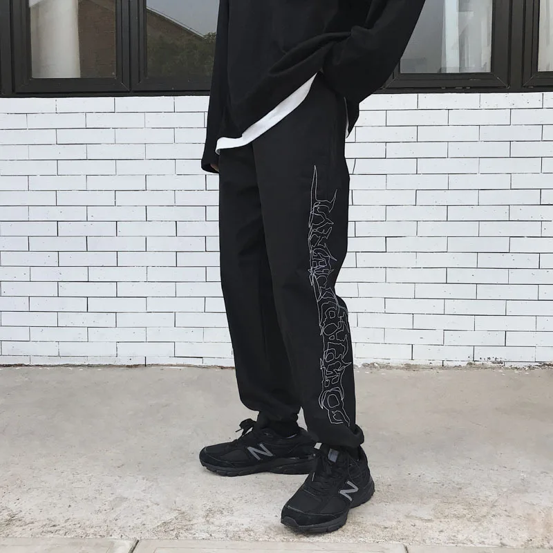 

Hong Kong Style CHIC Embroidered Ninja Pants Men And Women Dark High Street Loose-Fit Straight-leg Pants Popular Brand Hip Hop S