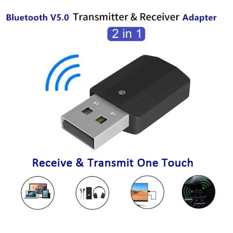 2 в 1 USB Bluetooth 5,0 передатчик приемник портативный 3,5 мм AUX беспроводной адаптер для автомобиля ТВ ПК Bluetooth приемник