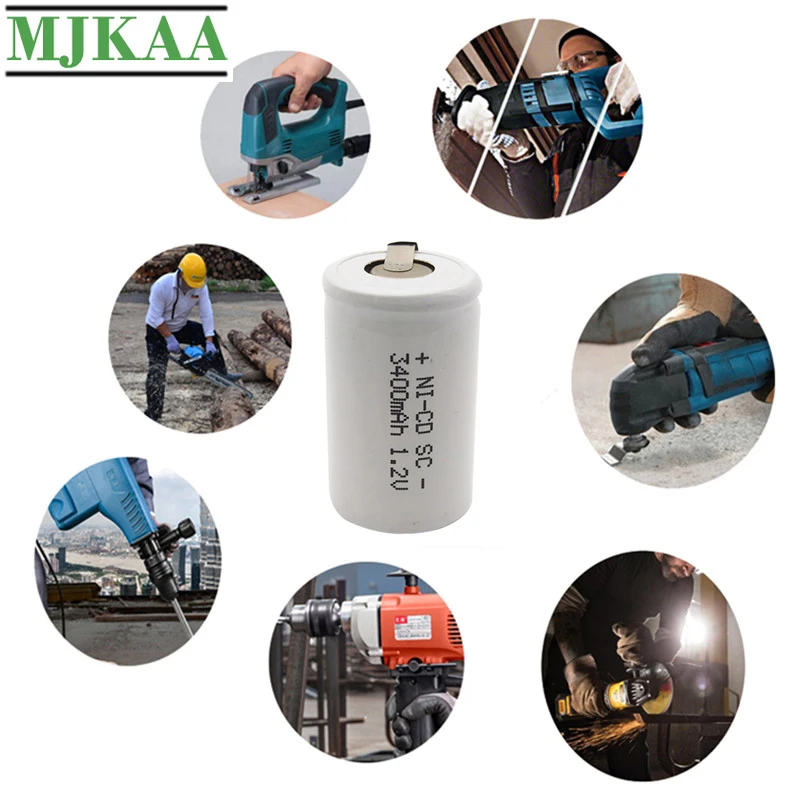 MJKAA SC батарея 3400mAh 1 2 V 22*42 Ni CD аккумуляторные батареи с удлинителем для