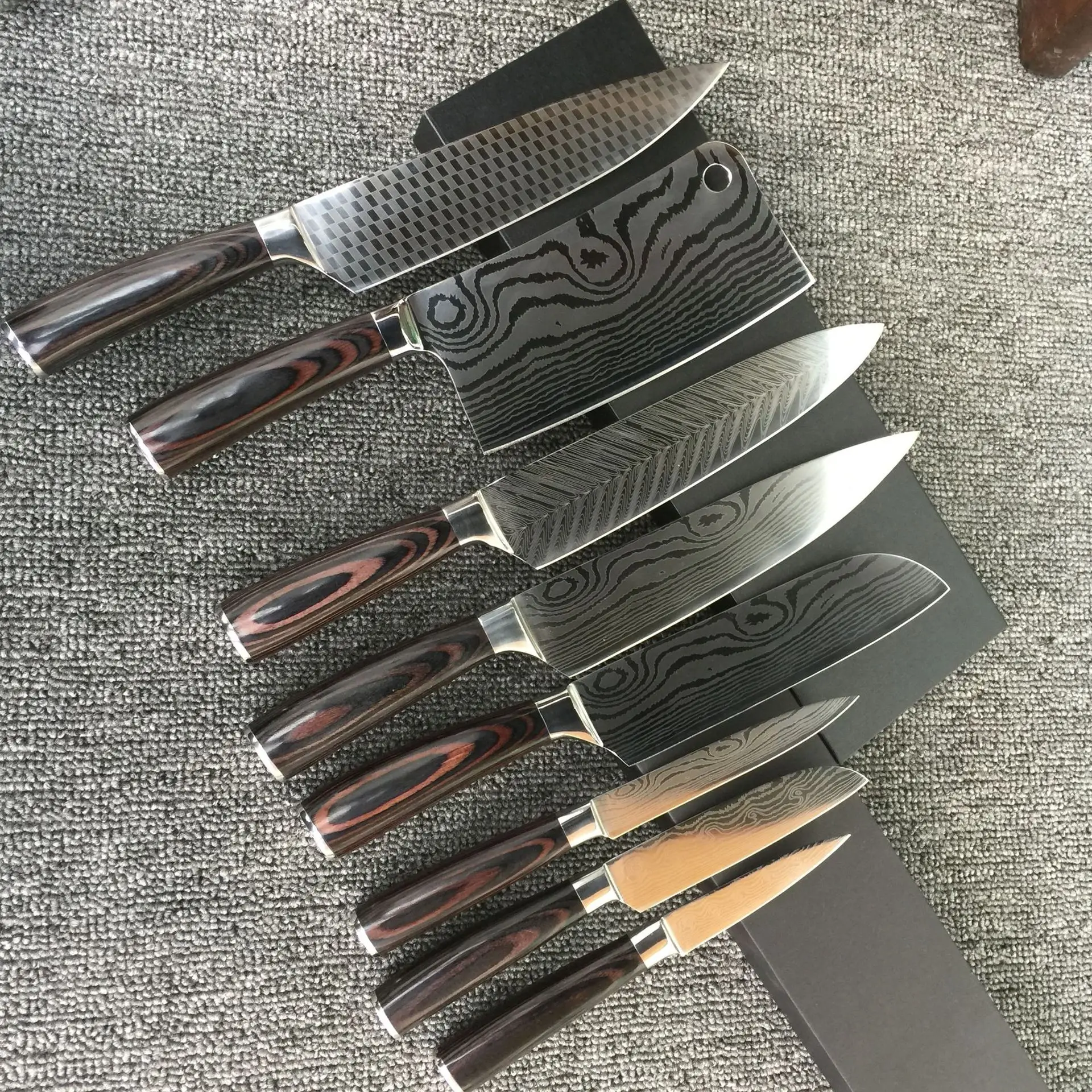 Дамасский узор шеф-повара нож нарезанный нож для мяса кухонная деревянная ручка ножа шлифовальный нож универсальный нож
