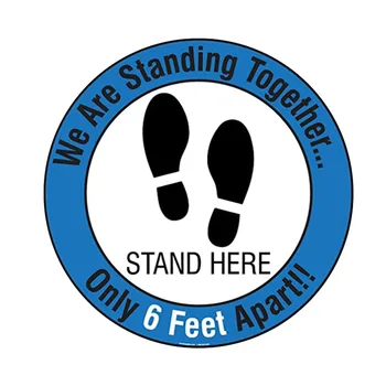

Social Distancing Floor Sign Cue Line Up 6ft Anti Slip Safety Decals Adhesive Pressure Sensitive Vinyl Removable Public Area