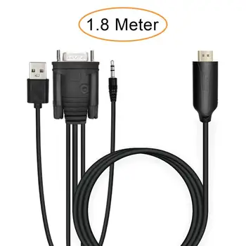 

Convenient VGA to HDMI converter cable adapter 1080P male to male 6FT/1.8m with 3.5mm audio and USB power cord