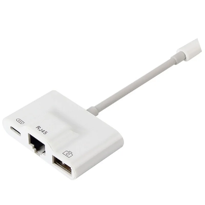 White 3 в 1 сетевой адаптер для Lightning в LAN 100 Мбит/с Ethernet RJ45 адаптер OTG USB 3,0 камера ридер для iPhone/iPad - Цвет: White