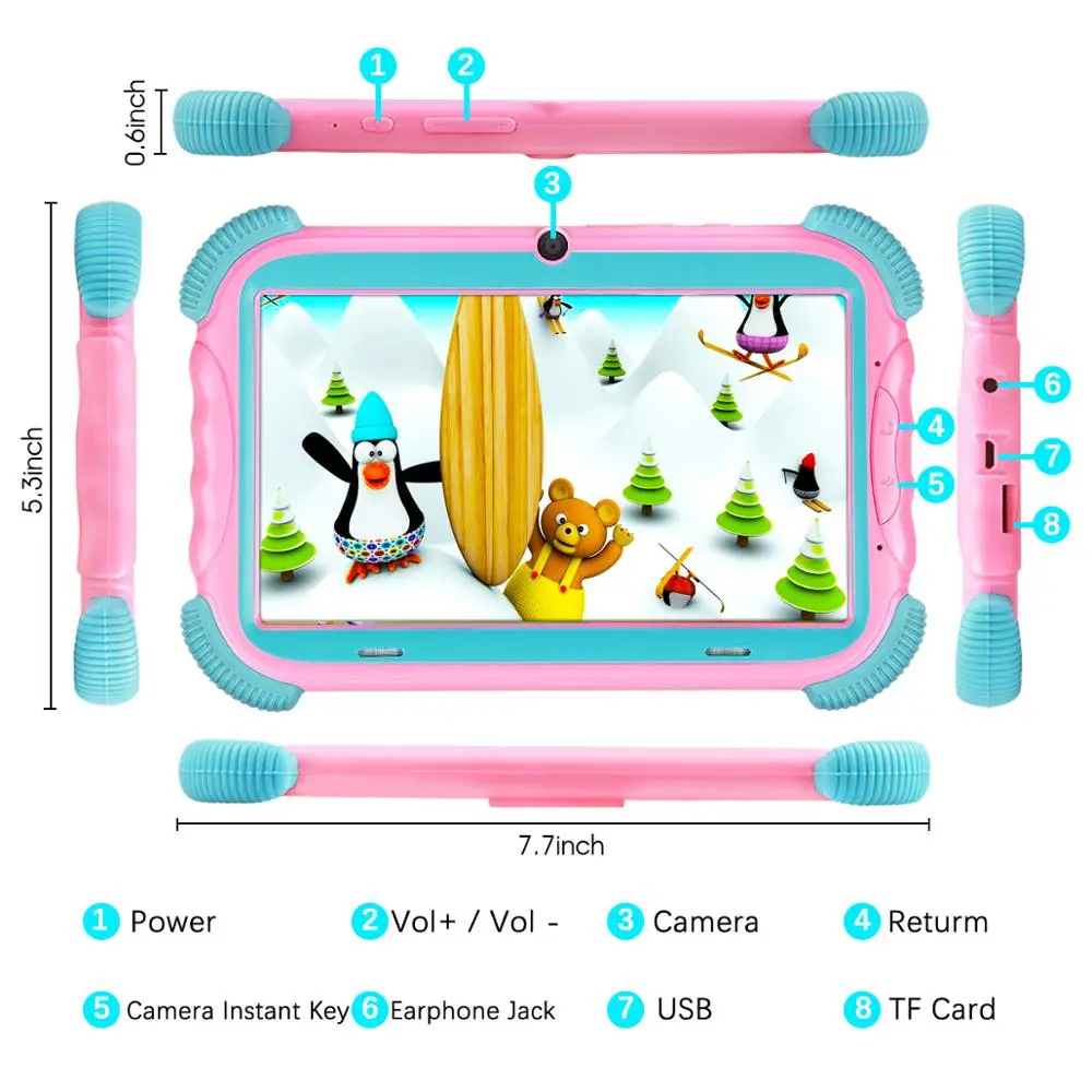 K78 детский планшет 7 дюймов Android 8,1 16GB Babypad Edition ПК с Wifi и камерой GMS Сертифицированный поддерживаемый детский чехол-подставка