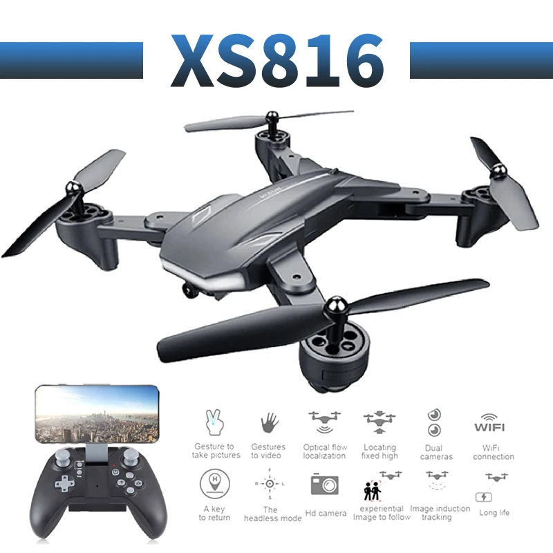 

XS816 profissional Optical flow positioning camera drone 720p WiFi FPV Brush motor propeller Long Battery air RC dron Quadcopter