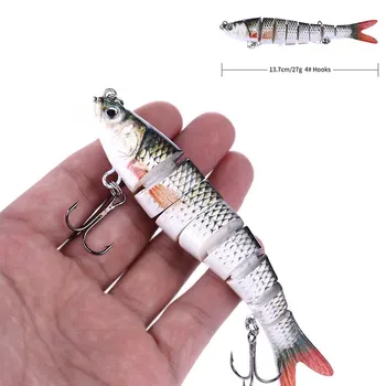 

100PCS 13.7cm Sinking Wobblers 8 Segments Fishing Lures Multi Jointed Swimbait Hard Bait Fishing Tackle For Bass Isca Crankbait