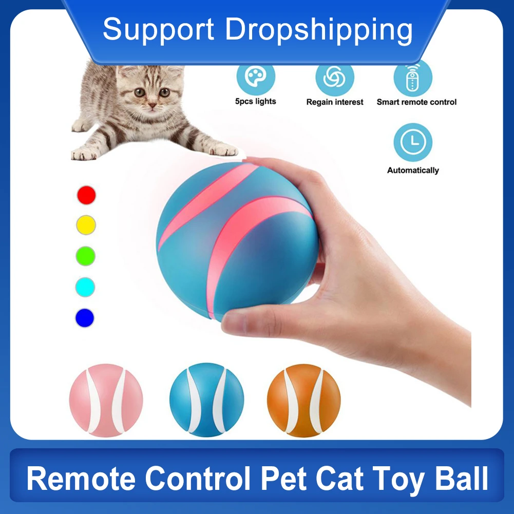 Remote Control Pet Cat Toy Ball Usb Electric Pet Interactive Ball Led