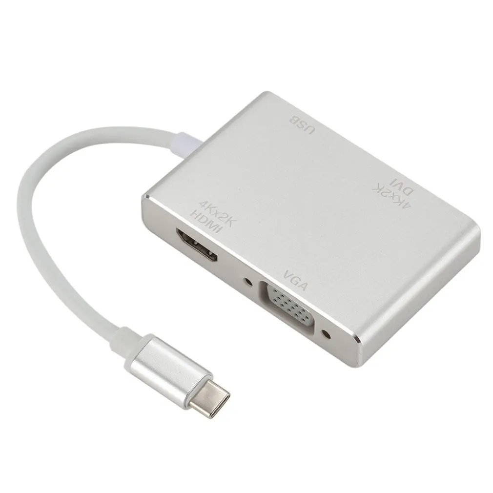 4 в 1 многофункциональный конвертер тип-c к HDMI VGA DVI USB3.0 видео конвертер адаптер «Папа-мама» дропшиппинг