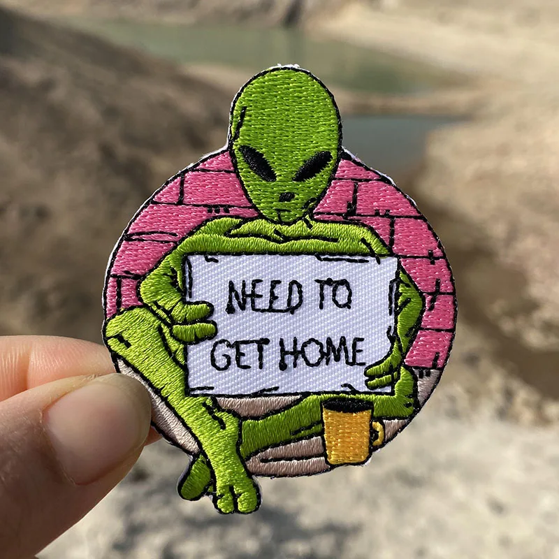 New Arrival Round Space Alien Rocket Eyes Stranger Things Ufo Iron Patch  For Clothing Punk Embroidered Diy Parches Applique - Patches - AliExpress