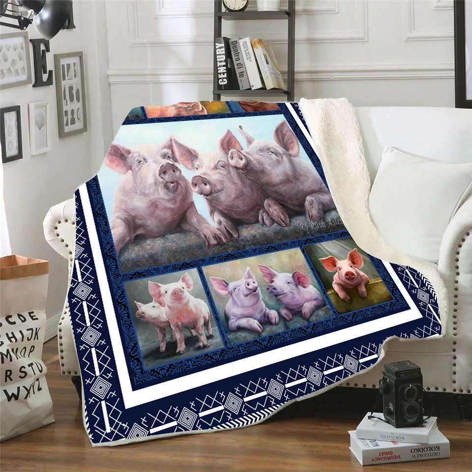 

Pig 3d printed fleece blanket for Beds Hiking Picnic Thick Quilt Fashionable Bedspread Sherpa Throw Blanket 01
