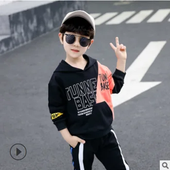 

Children's Hoody Boys T-shirt 2020 New Spring/Autumn Kids Long Sleeve Fashion Leisure Hoodies 2 Patchwork Colors Size4-14 ly477