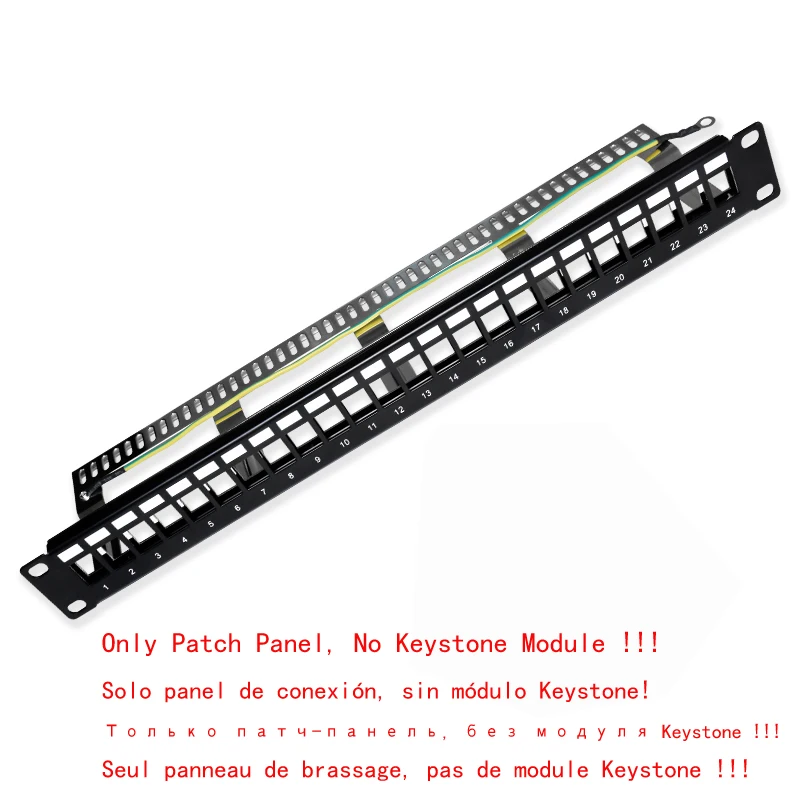 CAT7 RJ45 Keystone Patch Panel 24 Bağlantı Noktalı 1U 10G Kalkan Ethernet Sıralı Bağlayıcı STP LAN 19 İnç Rafa Monte Ağ Çerçeve Braketi