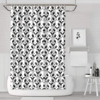

Panda Bear Facts Giant Panda Habitat Funny Shower Curtain with Hooks Bathroom Fabric Curtains - 72 X 72 Inch