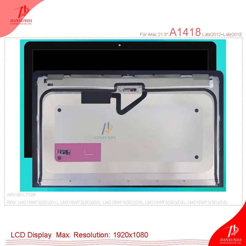 Подлинный для Apple iMac 21," A1418 ЖК-дисплей в сборе LM215WF1 2012 661-7109 ЖК-дисплей панель со стеклом
