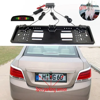 

Car Parking Sensor Kit Auto Reversing Radar European License Plate Camera Front Back Electromagnetic Monitor System 3 Sensors