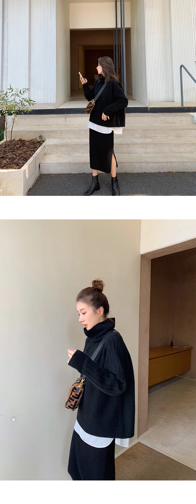 Fashion Pullover Knitted Sweater Ladies Elegant Women Autumn Winter Casual Solid Long Sleeve Jumper Turtleneck Pull Femme