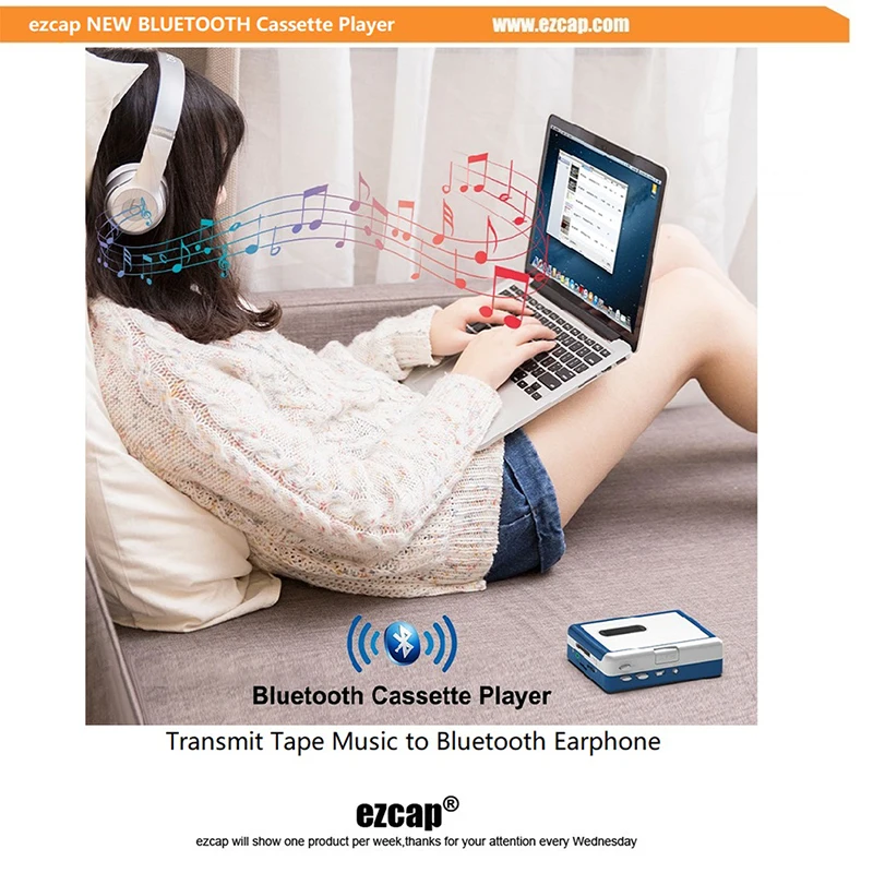 Bluetooth Cassette Player Portable Cassette Tape Player Bluetooth Output to Headphone/Speaker With 3.5mm Headphone Jack
