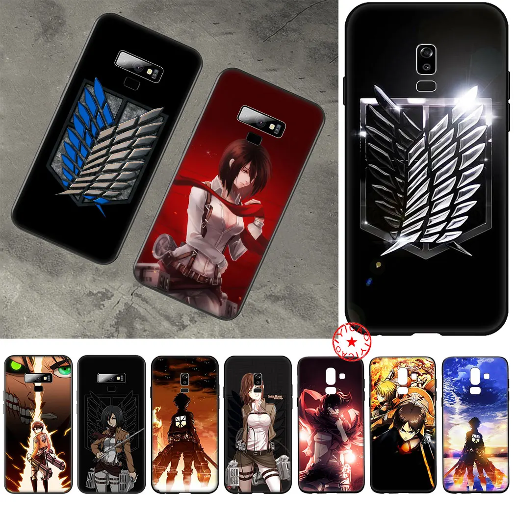 Anime Attack On Titan Black Soft Silicone Case for Samsung Galaxy A70S A20E A2 J4 J6 Plus Core J7 Duo J8 TPU Cover |