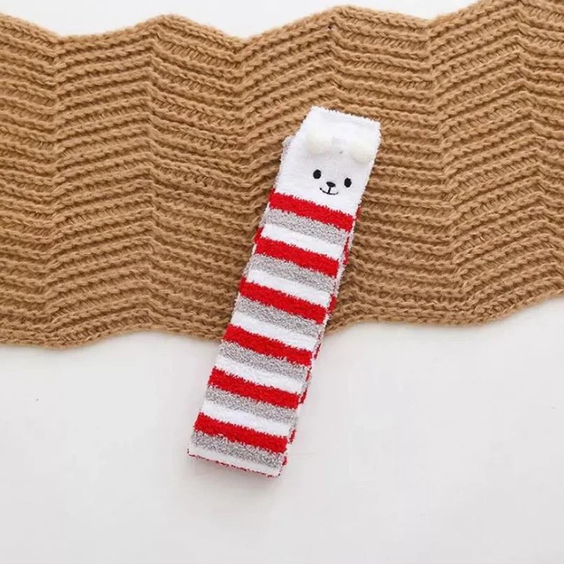 Red Striped 1 пара детских рождественских длинных носков хлопковые теплые детские махровые носки с лосями, Санта Клаусом, снеговиками для девочек на зиму и осень рождественские подарки - Цвет: Red Striped