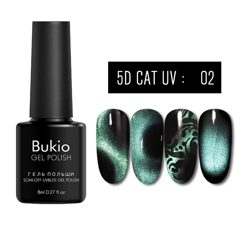 Bukio 8 мл 9D Galaxy Cat Eyes Гель-лак для ногтей Хамелеон для использования с магнитом УФ светодиодный Гель-лак блестящие, дизайн ногтей гель нужно черное Базовое покрытие - Цвет: 5D02