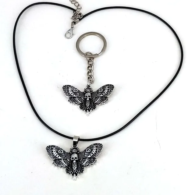 1pcs Dead Head Skull Moth keychain rebirth meaning key chains gift for women 3