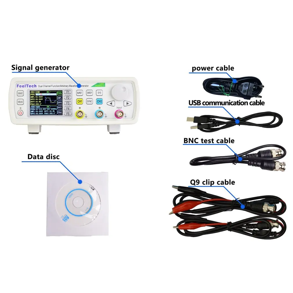 

20MHZ 2-Channel DDS Arbitrary Signal Generator 250MSa/s 8192*14bits 100MHz Waveform Frequency Meter EU