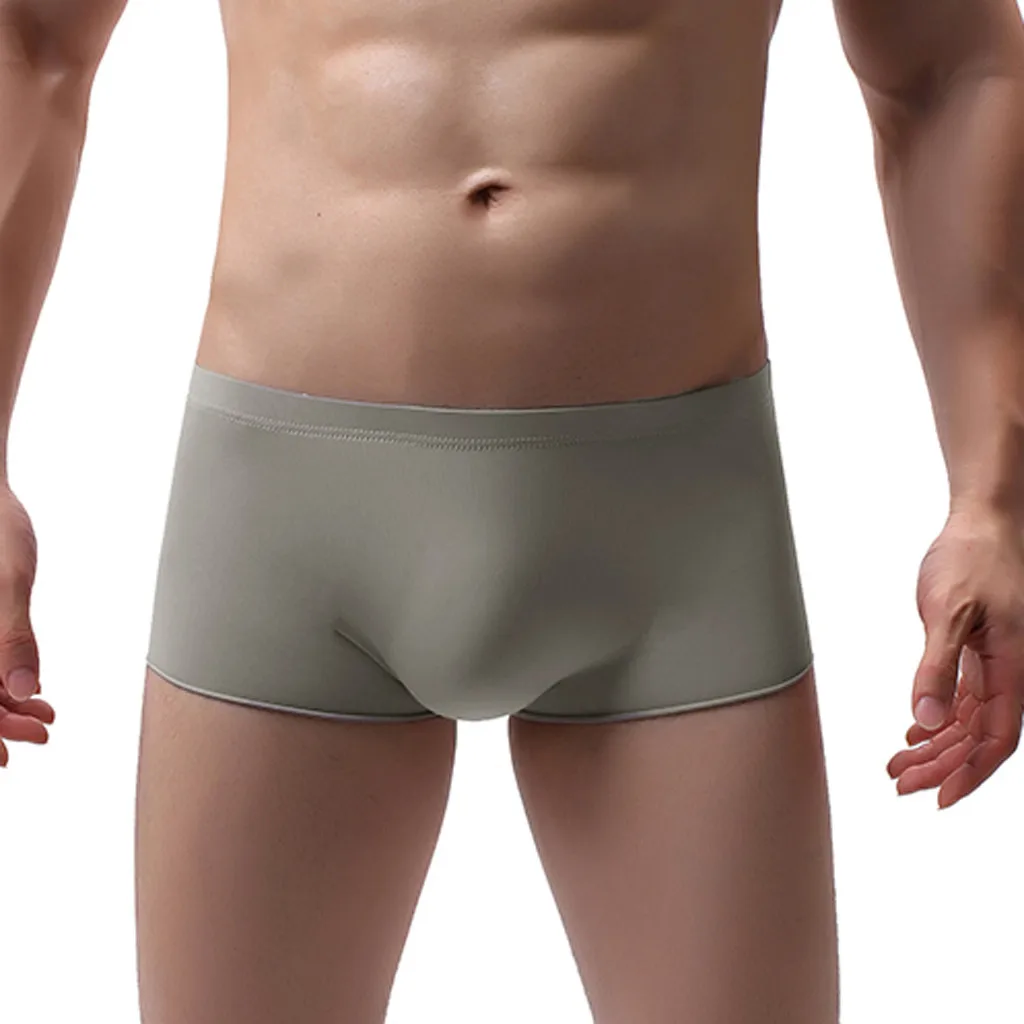 Мужские модные мягкие трусики, трусы, шорты, сексуальное нижнее белье, удобные дышащие мужские трусы-боксеры - Цвет: Gray