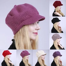 Женская теплая зимняя шапка Skullies Beanies, вязаная шапка из кроличьего меха, шапки для женщин, Casquette Femme Gorros