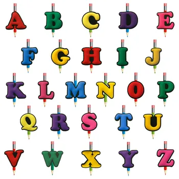 

50pcs/lot Simple Color Letters PVC Pen Caps Pencil Topper Office Stationery School Supply Straw Accessory Gift Kids