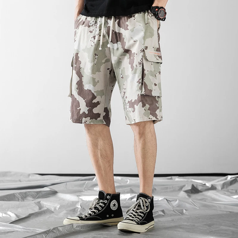 Летние модные мужские камуфляжные брюки-карго шорты свободные спортивные Лоскутные мульти-с карманами длиной до колен шорты для мужчин