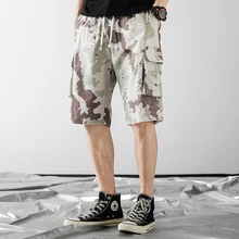 Летние модные мужские камуфляжные брюки-карго шорты свободные спортивные Лоскутные мульти-с карманами длиной до колен шорты для мужчин