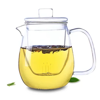 

1x 610ml Heat-Resisting Clear Glass Teapot Water Coffee Tea Pot with Glass infuser with Lid