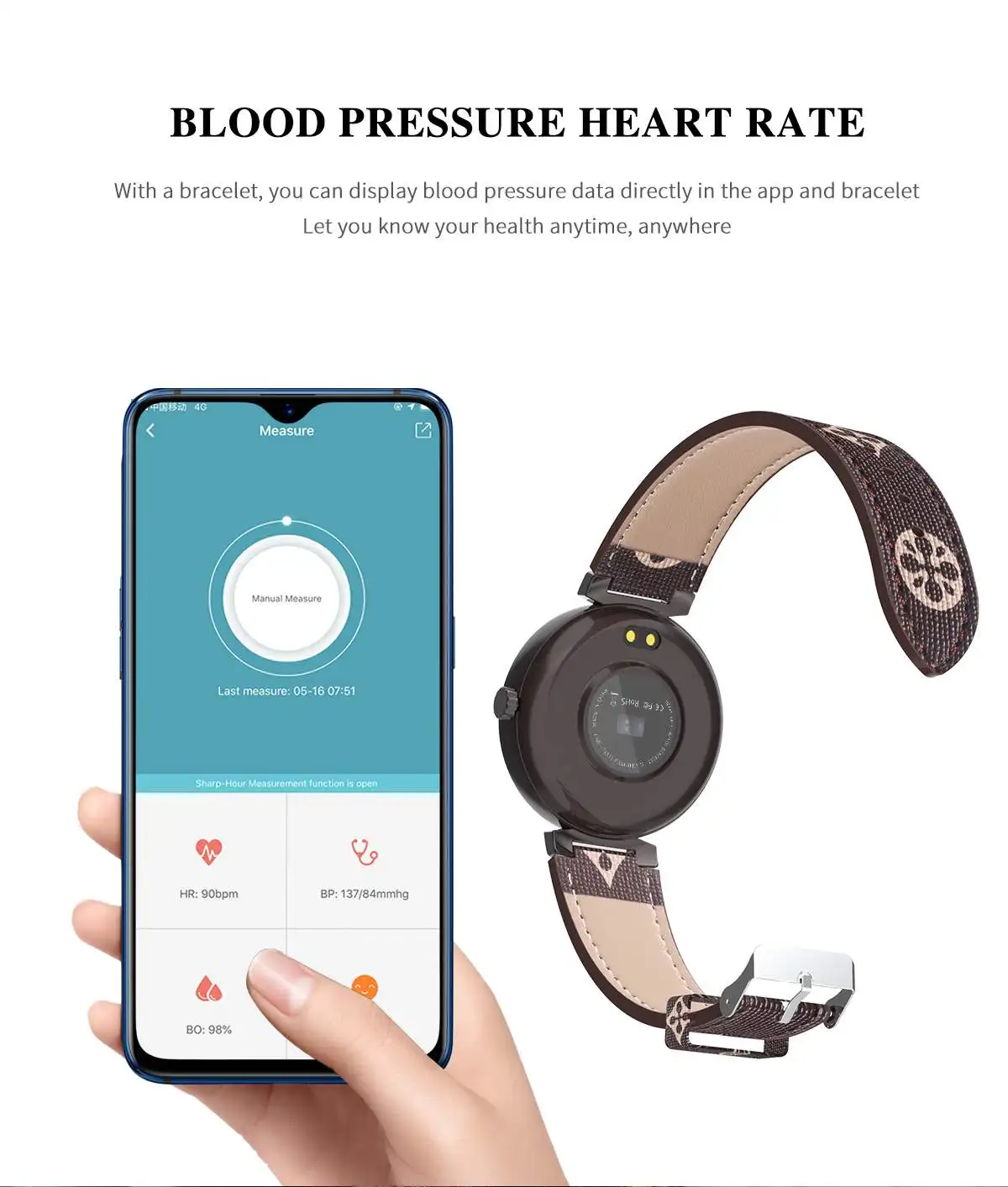 Bakeey R98 модный бизнес устойчивый к царапинам ips экран весь день HR кровяное давление водонепроницаемый сообщение вид кожа напоминание Смарт часы