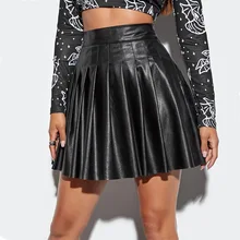 

Skirts High Waist Pleated Skirt PU Solid Color Leather Punk Skirt Slim High Waist Women's Skirt Spring Summer Sexy Mini Skirt