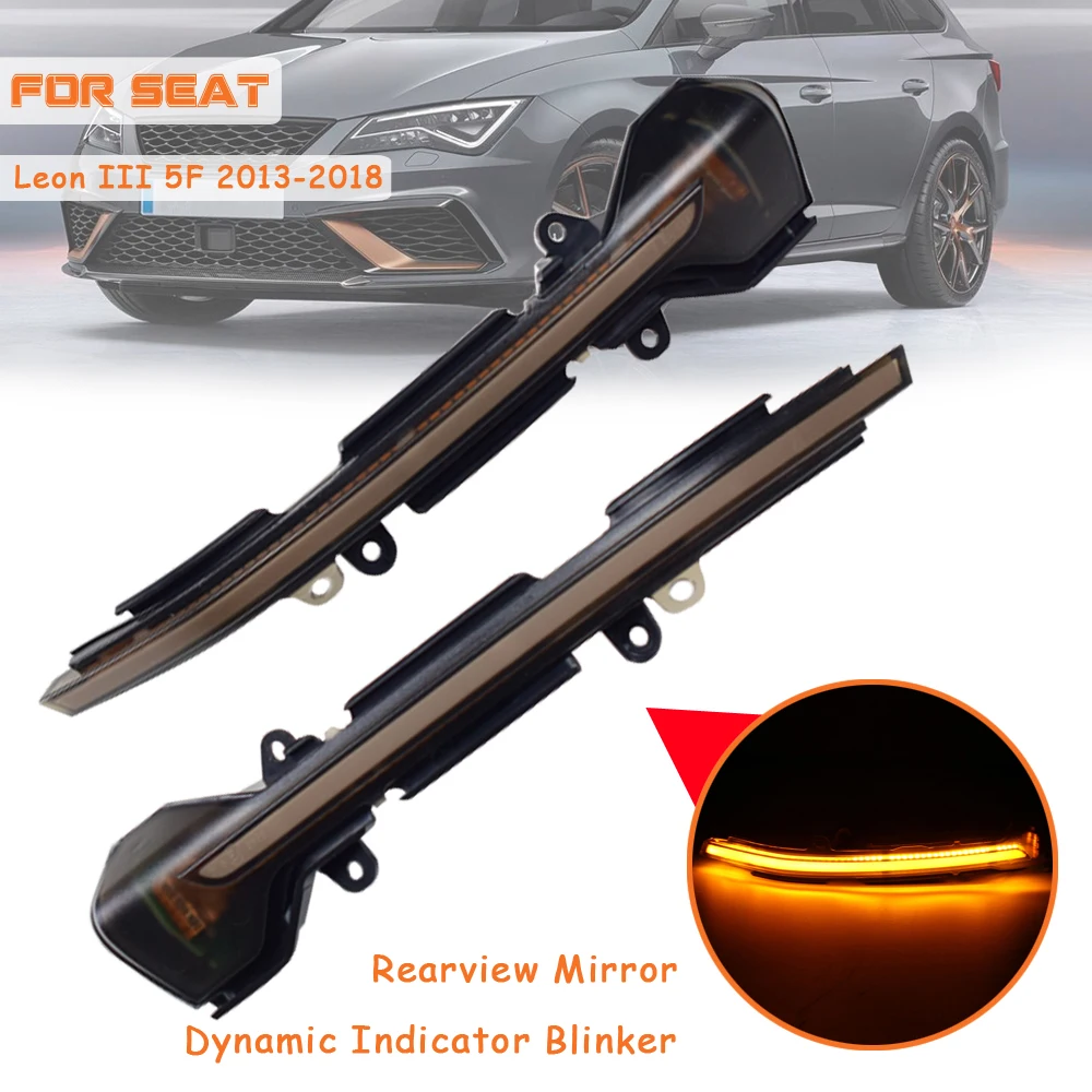 

Led Dynamic Side Marker Turn Signal Light Flowing Water Blinker For SEAT Leon III Mk3 5F 13-18 Mk5 V Arona 17-18