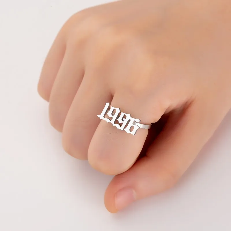 Gold Rings Punk Rings Stainless Steel Rings Finger Rings Metal Rings Oly2u Punk 1994 1995 1996 Gold Color Rings Stainless Steel Personalize Number Year Open Rings Bague Friends Birthday Jewelry