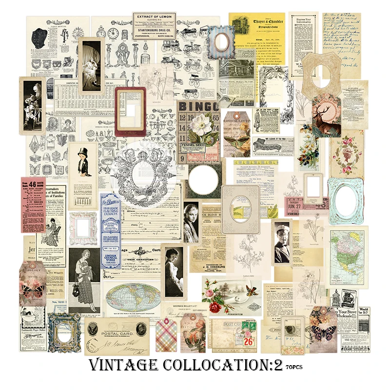 

70 Old Photos Old Trademarks/Vellum Paper Stickers for Scrapbooking Happy Planner/Card Making/Journaling Project