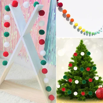 

2.3m Pompom Balls Handmade DIY Wool Felt Ball Pendant Pom Pom Hanging Ornaments Garland for Home Party Kids Room Decorations