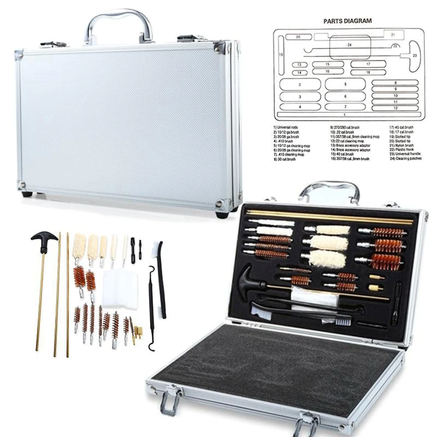

Universal Gun Cleaning Kit Gun Brush Tool Rifle Pistol Handgun Shotgun Brush Cleaner Maintenance Tools Aluminum Storage Case