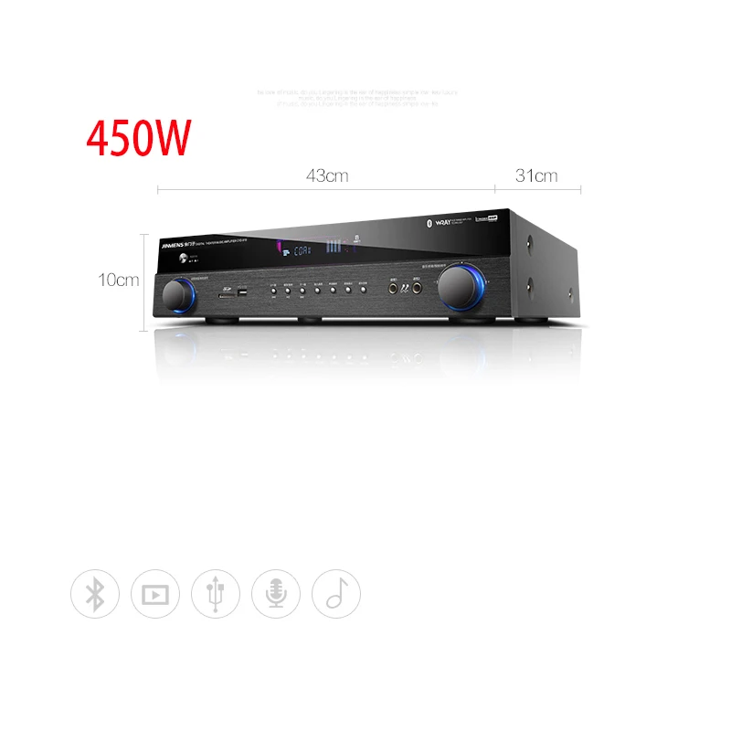 Kaolanhon 220V 450W 750W H-8002 4.0 Bluetooth Amplifier HDMI Loss Home Theater 5.1 Channel Digital Amplifier Home Karaoke