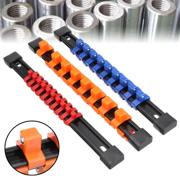 

3pcs 1/4 3/8 1/2" Mountable Sliding Socket Holder Rail Tool Double Side Plastic Socket Organizer Divider Rail Tray Holder