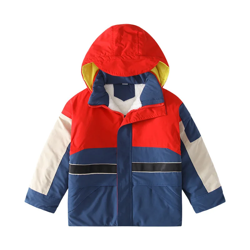 Boys Winter Coats Kids Jacket for Boys Hooded Thick Fleece Outerwear Teenage Children Down Jacket Kids Clothes Outfits 12 Years - Цвет: Синий