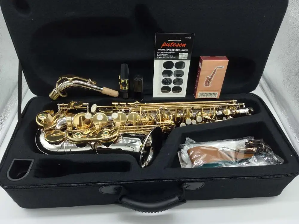 

Brand New Music fancier Club saxophon A-WO37 Alto Saxophone Nickel Plated Gold Key