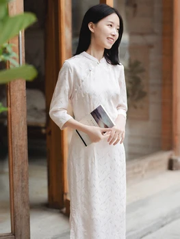 

CYNTHIA 2020 New Spring Women's Chinese Cheongsam Dresses Summer Female Vintage Mandarin Collar Slim-fit Improved Qipao