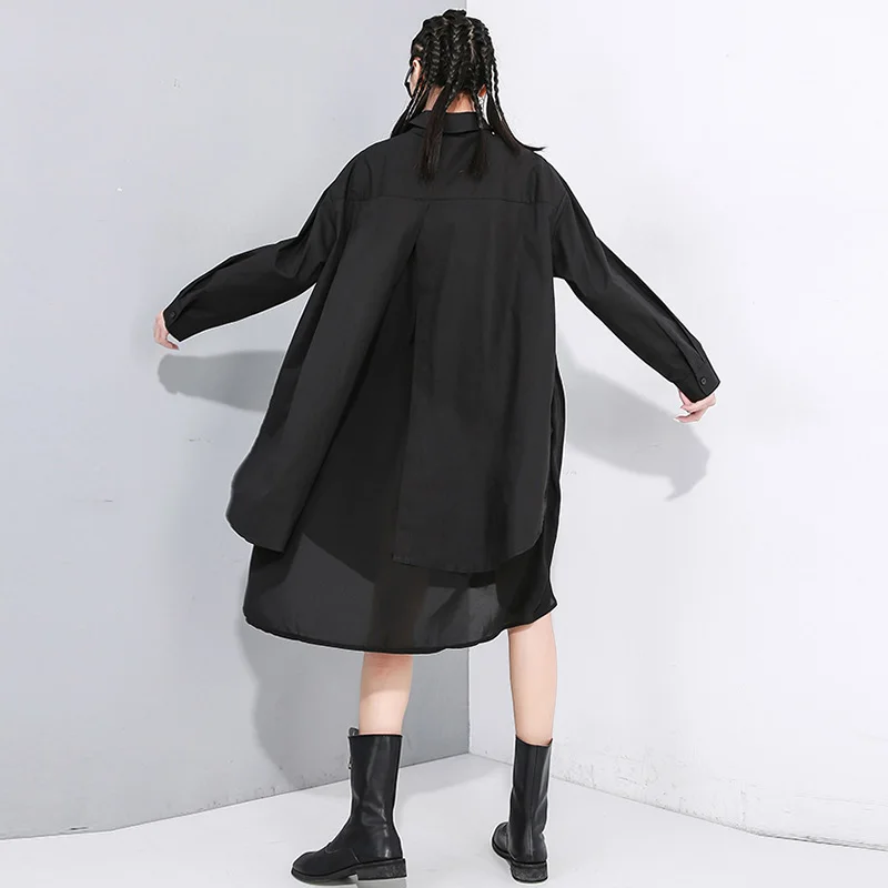 Fashion Loose Plus Size Shirt Women 4XL 2020 Spring New Cardigan Chiffon Shirts Street Personality Irregular Long Section Shirt