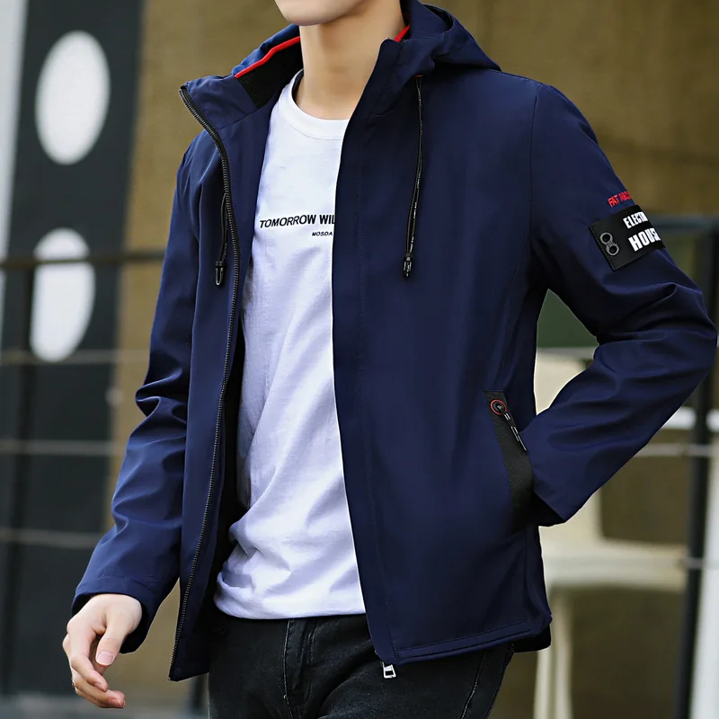 

2019 Spring New Style Men Jacket Korean-style Fashion Slim Fit Youth Thin Coat Tops Stand Collar Casual Men'S Wear