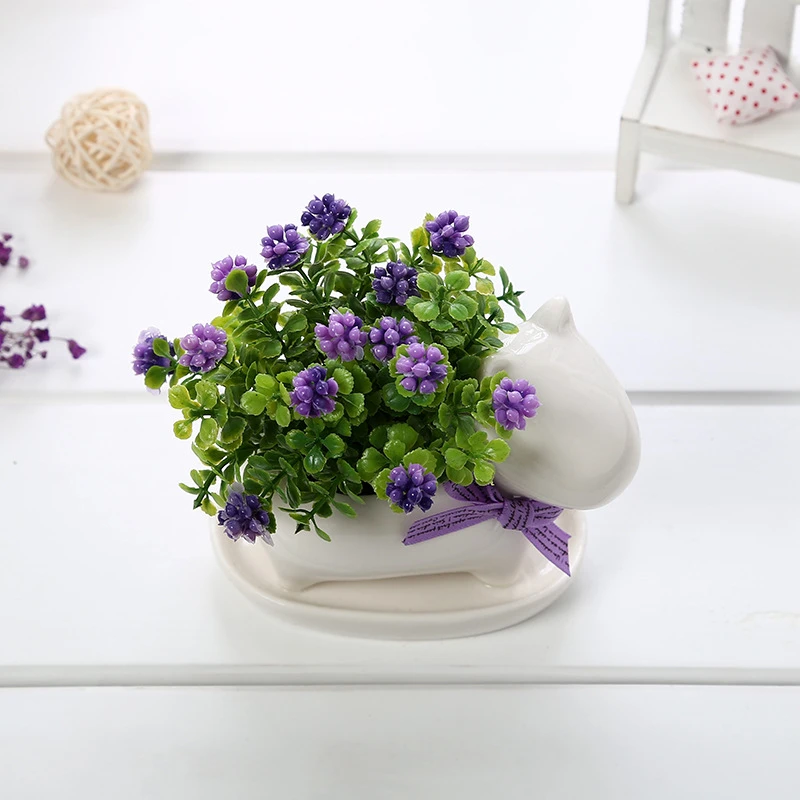 Керамика сад бонсай Творческий Zakka цветочный горшок искусственный цветок Растения Орнамент балкон настольные украшения мини изделия бонсай