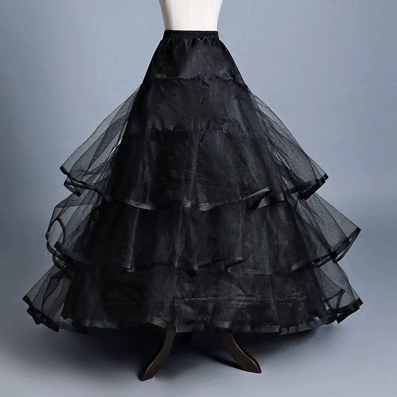Черная Свадебная юбка-американка с хвостом, ретро винтажная причудливая сетчатая юбка-пачка для невесты, Бадди, 2 обруча с костями
